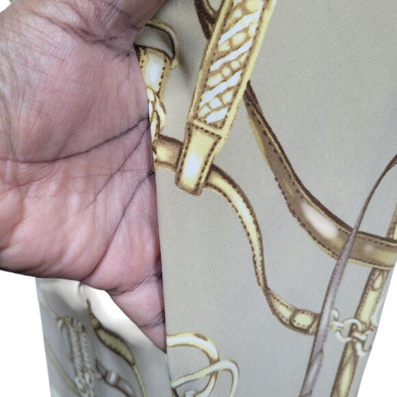 Lauren Ralph Lauren Chain Link Print Maxi Dress Size 18 Belted V-Neck Chic - Picture 4 of 13